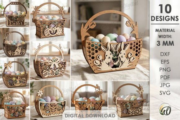 3D Easter Baskets Bundle Laser Cut: A Creative Digital Crafting Solution