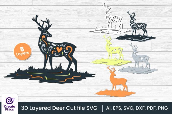 3D Layered Deer SVG for Crafters