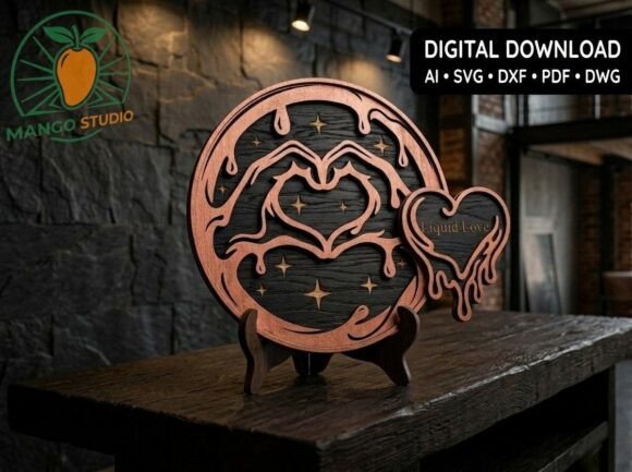 3D Liquid Love Heart Layered Laser Cut Design