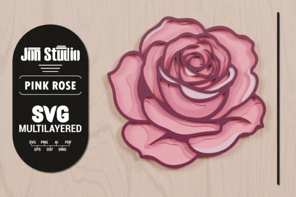 3D SVG Pink Rose Multilayered Papercut: A Creative Asset for Artists and Makers