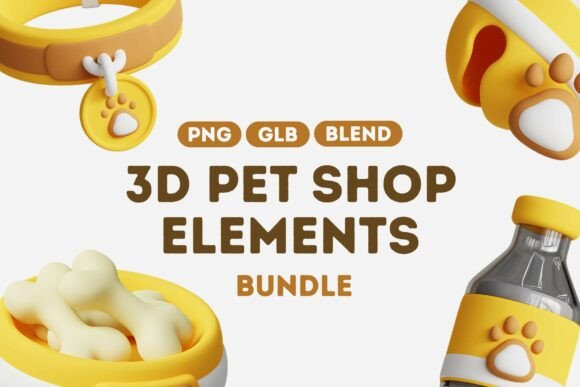 Adorable 3D Pet Shop Elements Bundle: A Versatile Toolkit for Creative Projects