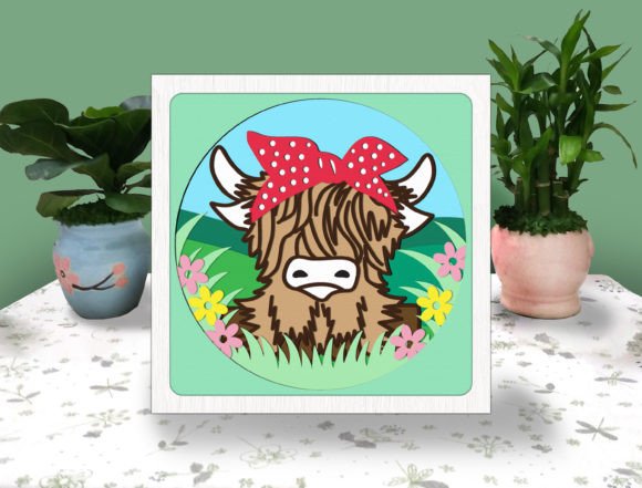 Baby Highland Cow Farm Bandana 3D Box Digital Design