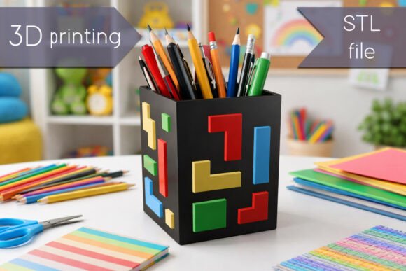 Desk Organizer STL File, 3D Pen Holder