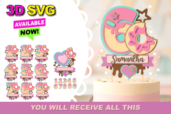 Donuts Numbers Topper 3D SVG – A Fun and Functional Design Solution for Creative Projects