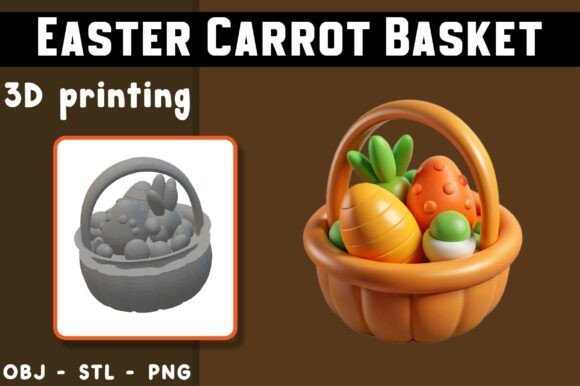 Easter Carrot Basket 3D Model: A Creative Asset for Designers