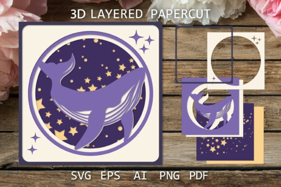Layered Papercut Whale 3D, Shadow Box: A Unique Approach to Paper Craft Design