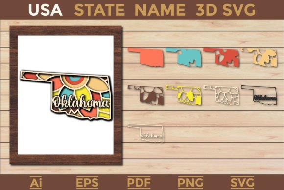 Oklahoma USA State 3D SVG Paper Cut
