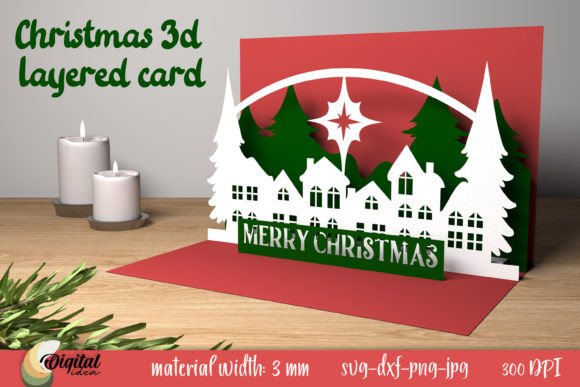 Winter Silhouette: Christmas 3D Layered Papercut Card Design for a Festive Touch